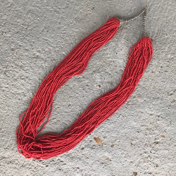 VINTAGE 1970s RARE American Indian Multi Strand Red Seed Bead Coral Necklace - Picture 13 of 16